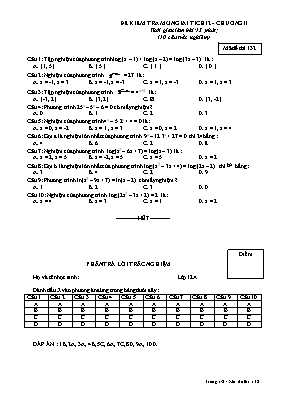 Đề trắc nghiệm kiểm tra Giải tích 12 - Mã đề 132
